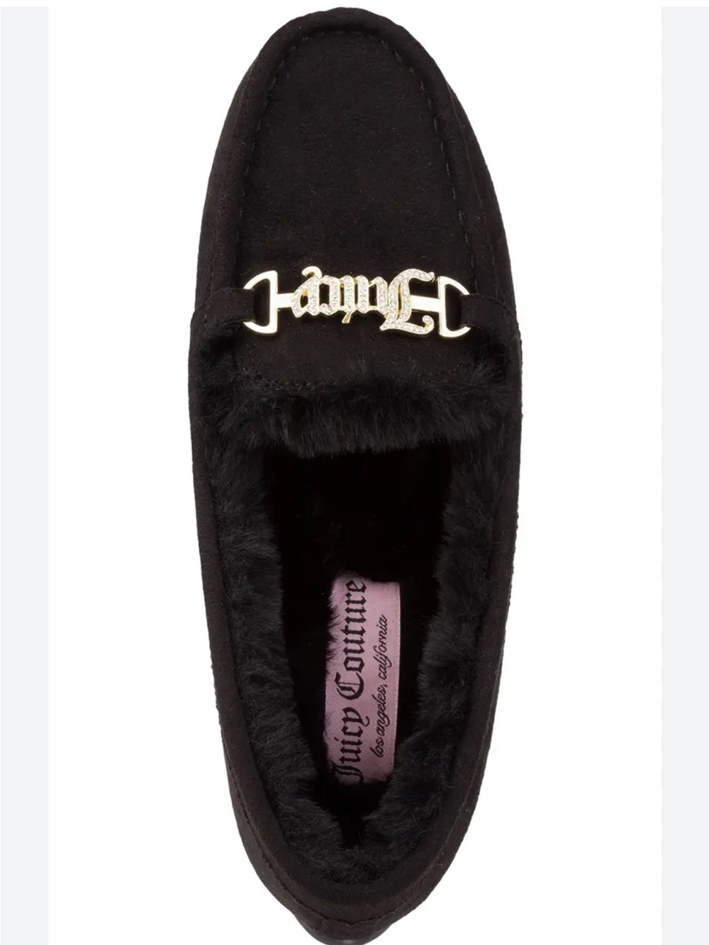 Juicy Couture Vintage Y2K Black Fuzzy Moccasin Slip On Loafers Womenโs Size 8 - Picture 1 of 9
